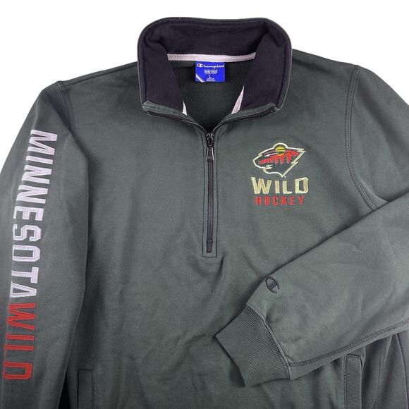 Minnesota Wild Mens 1/4 Zip Large Pullover Embroidered Champion NHL Hockey - Picture 1 of 15